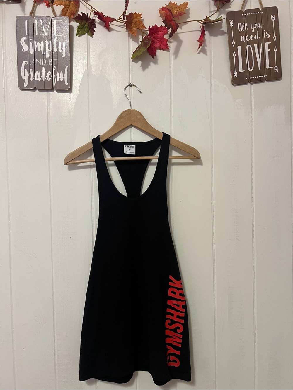 Gymshark Black Racerback Tank Dress with Red Logo